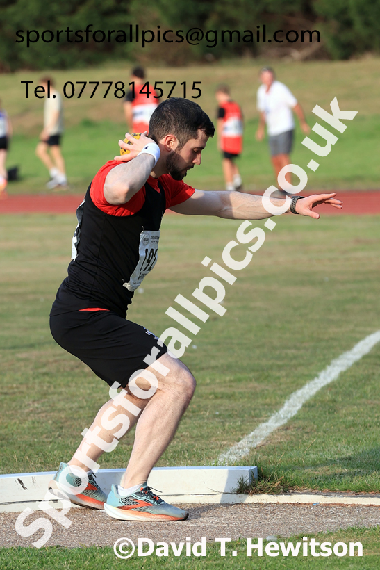 Shot putt, 2025 NEGP No 6 Monkton, Wednesday, August 13th.  Photo: David T. Hewitson/Sports for All Pics